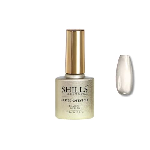 Image of SHILLS PROFESSIONAL Silk 9D Cat Eye Gel Nail Polish - Soak Off UV /LED, Long-Lasting Magnetic Effect, 7.5ml - (361 - Champagne Gold)
