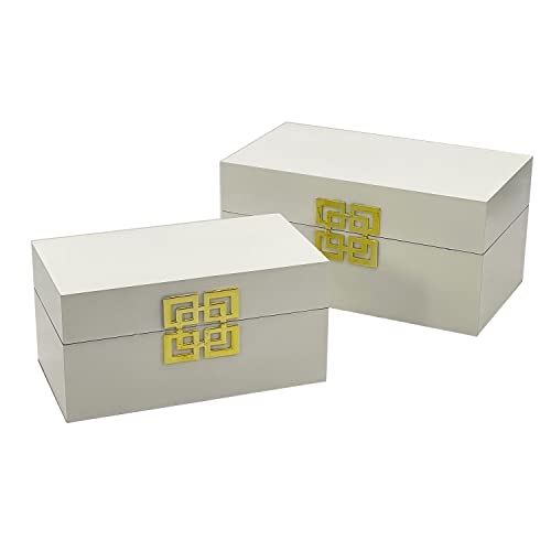 Galt International Large & Small Decorative Storage Box W/Hinged Lid - Classic Design Wood Decor Boxes With Geometric Opening Clasp thumb #2