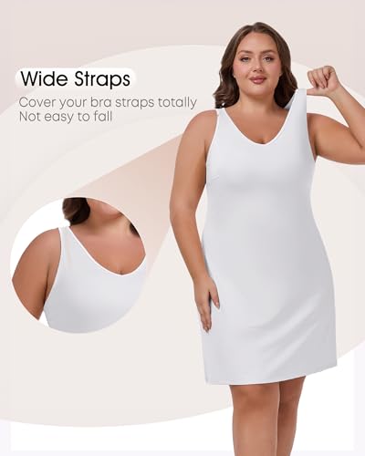 Image of Women's Plus Size Full Slip for Under Dresses V Neck Cami Dress Long Nightgown