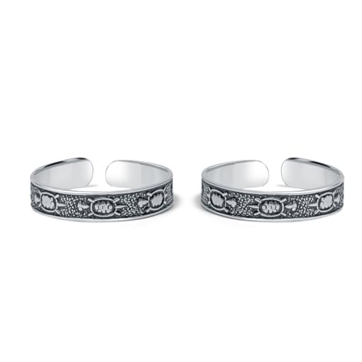 raajraani Pure 925 Sterling Silver Thumb Toe Ring for Women | Turtles Rush Thumb Toe Ring | Oxidised Finish, No Stone | Gift for Her (7gms)-picture-44