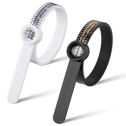WLLHYF Ringgrössenmesser Ringgrößen-Messwerkzeug Ringmaßband schwarz-weiß wiederverwendbar Finger-EU-Größenmesser Kunststoff-Messwerkzeug mit Lupe für Schmuckgröße