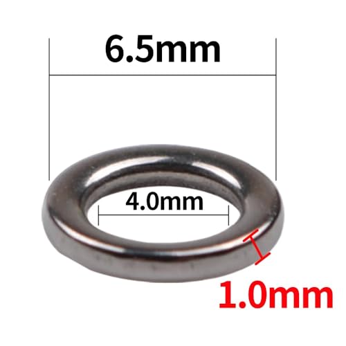 Anillos sólidos de pesca 100 piezas acero inoxidable miniatura 4