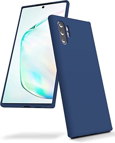 Image of DIZORO Liquid Silicone Case with Microfiber Cushioning Compatible for Samsung Galaxy Note 10 Plus Shockproof Slim Back Cover, Gel Rubber Full Body Protection - Blue