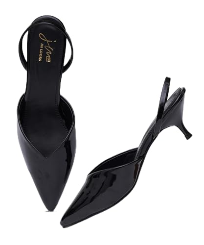 Image of JM LOOKS Sophisticated Pointed Toe Kitten Heels With Elegant Slingback Straps For Professional And Evening Occasion Wear