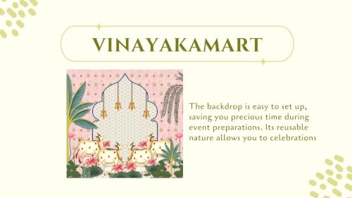 Image of varalaxmi Pooja Decoration Background | Pink Bloom & Cows pichwai Backdrop with a Central Traditional Archway and Blooming Lotus Flowers 8x8 Feet | Backdrop Cloth for Decoration Pooja 8x8