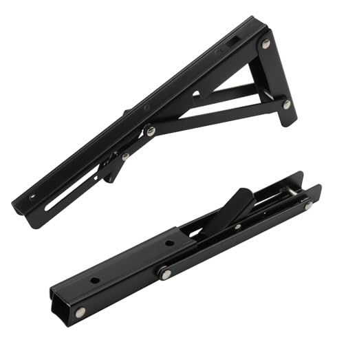 SHEUTSAN 6 PCS 10 Inch Folding Shelf Brackets, Black Folding Hinges Brackets for Workbench, Folding Table, DIY by SHEUTSAN - Image 5
