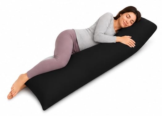Haani Antiallergenic Hollow Fibre Filled Bolster Pillow With Free Pillow Case. (Brown, 4FT)