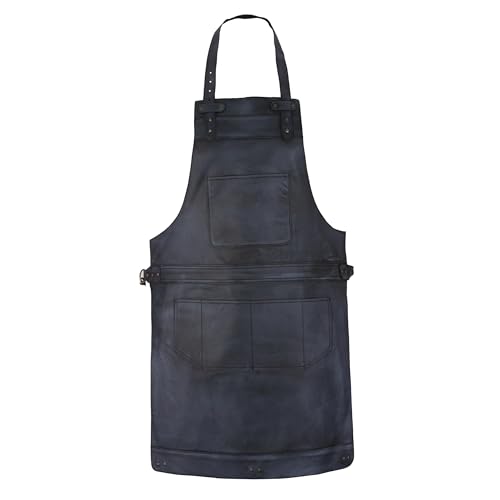 Tablier de chef en cuir noir ciré le cadeau idéal pour homme et femme