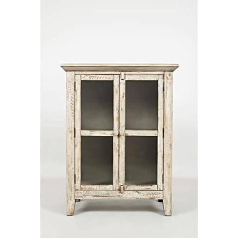 Jofran Inc. Rustic Shores Farmhouse Distressed Accent Sideboard Cabinet with Storage Cover