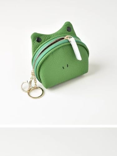 Cute Frog Coin Purse, Green Leather Keychain Wallet, Small Storage Bag for Keys and Accessories2