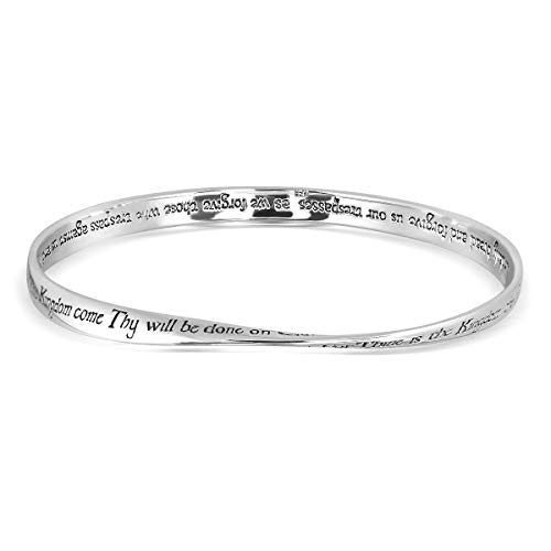 WithLoveSilver 925 Sterling Silver Mobius Lords Prayer Bangle Bracelet