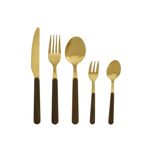 Alexandra House Living Mesa Auxiliar INOX Abs 7x17x24 Cm Dorado Marron Set de 2