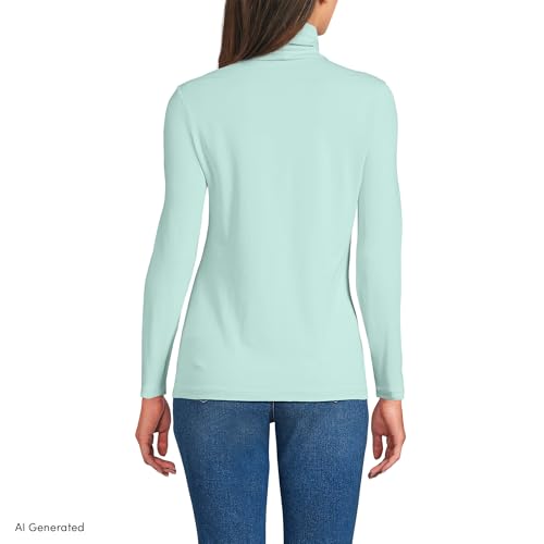 Image of Lands' End Lightweight Jersey Long Sleeve Turtleneck
