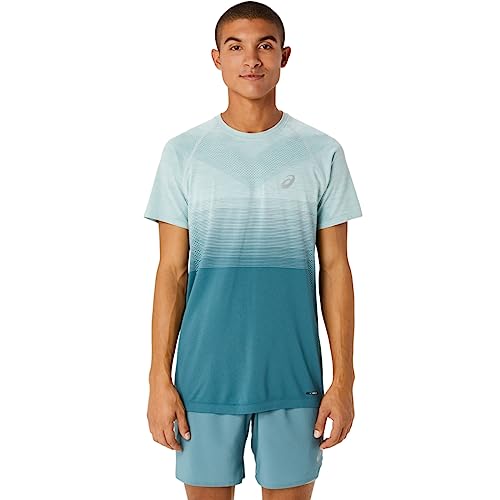 ASICS Men's Seamless Short Sleeve TOP Running Apparel, S, Ocean Haze/Foggy Teal