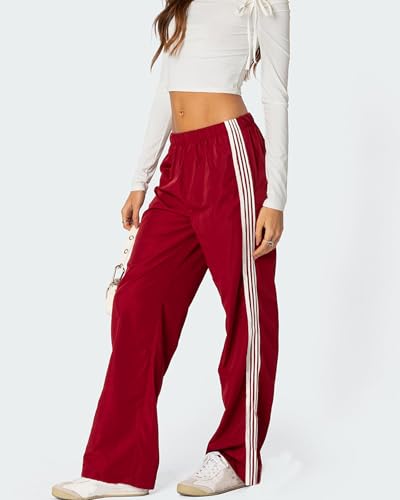 Striped Track Pants for Women Y2K Elastic Waist Wide Leg Sweatpants Teens Vintage Preppy Cute Parachute Pants Streetwear2
