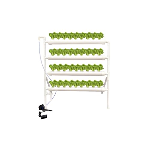NOVAMART Hydroponic Plant Growing System – 36-Site PVC Indoor Garden Tower with AU/US Plug | Soil-Free Vertical Hydro Grow Kit with Planting Baskets, Sponges & Irrigation Tube | White