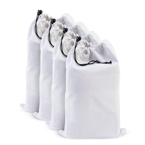 Image of LFH Cotton Rich Shoe Storage Bags with Drawstring, Dustproof Breathable Reusable Organizer, Perfect For Travel, Dorm, Hotel, College, Gym, Easy to Carry, Machine Washable 8 inchx17 inch (Pack of 4) - White