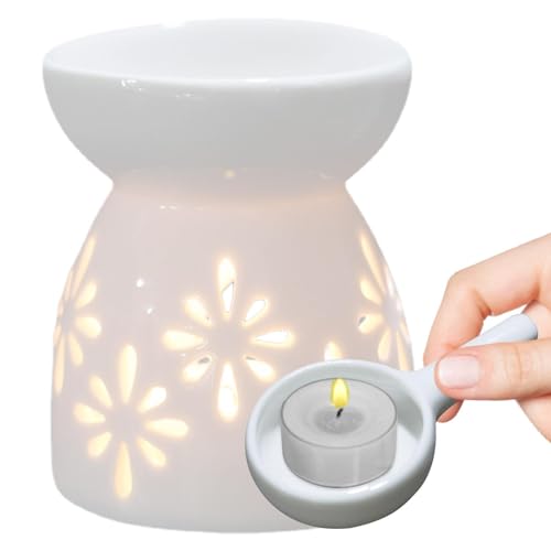 Quemador de Velas de cerámica, difusor de Aromas de Estufa de Aceite de cerámica, Quemador de Aceite, Quemador de Cera para derretir, portavelas de cerámica con diseño Hueco para decoración del hogar