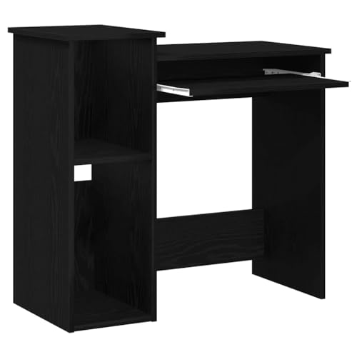 Bureau noir avec étagères meuble de rangement de bureau 84 cm
