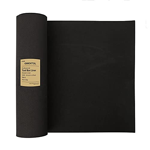 EMENTOL Professional Tool Box Liner and Drawer Liner - 16 inch (W) x 6 feet (L), Non-Slip,Black