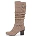 Ruiee Women's Slouchy Knee High Boots with Chunky Heel, Pointed Toe, Comfortable and Fashionable Fall Winter Boots for Women.230301 Brown MF Size7