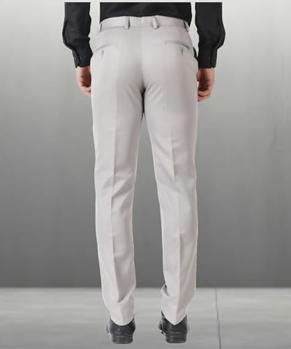 Image of MALENO Men's Slub Effect Solid Trouser | Classic Slim Fit Formal Trousers for Men | Slim Fit Trousers for Men
