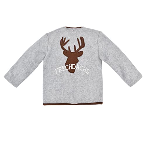 Bondi Trachten Fleecejacke Baby-Jacke Grau-Melange mit Hirschstickerei, Gr.