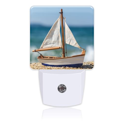 Image of Night Light for Kids Girls Boys, Tropical Sandy Beach and Sailboat LED Night Light Plug into Wall with Dusk to Dawn Sensor for Room Decor, Hallway, Kitchen, Bathroom, Nursery, Stairs