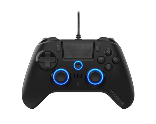 EgoGear - Manette Gaming à palettes filaire SC10 Noir pour PS4/PS3/PC, RGB personnalisables, Moteurs de vibrations, Port jack 3.5mm, 800 mAh