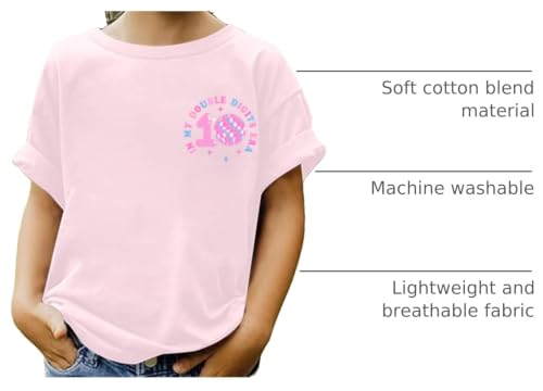 Image of Pairxily in My Double Digits Era Shirt for Girls 10th Cute 10 Year Old Girl Happy Birthday Shirts Gifts Short Sleeve Tops