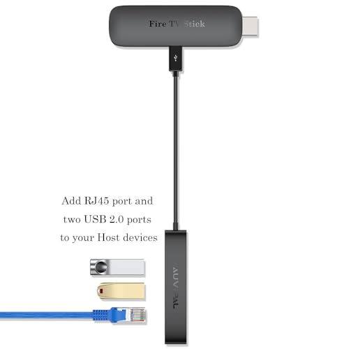 AuviPal Adaptador Ethernet micro USB 3 em 1, hub OTG com 2 portas USB e 1 porta RJ45 para Fire TV St