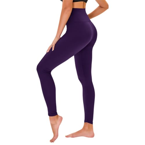 Image of TNNZEET High Waisted Leggings for Women - No See Through Tummy Control Cycling Workout Yoga Pants with Pockets Reg & Plus