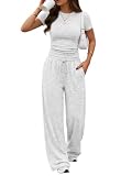 Trendy Queen Womens 2 Two Piece Set 2026 Summer Workout Vacation Gym Clothes Spring Fashion Lounge Matching Airport Travel Outfit Resort Wear Fitness Athleisure Clothing