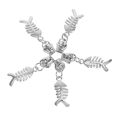 Gogogmee 5 Pcs Metal Fish Bone Zipper Pullers Practical Zipper Slider Replacement for Backpacks Clothing and Suitcases for Easy Installation and Versatile Use