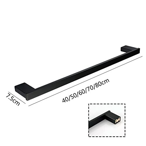 Porte-serviettes mural en acier inoxydable 60 cm noir mat de bain - 6