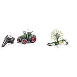 siku 6880, Ferngesteuerter Fendt 939 Traktor, 1:32, Grün, Batteriebetrieben & 6782, 2-Kreisel Schwader-Anhänger, 1:32, Ferngesteuert, Für SIKU Control Fahrzeuge mit Anhängerkupplung, Grün