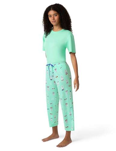 Image of HUE Women's Summer Vacation Pajama Separates, Soft, Whimsical Print Pjs with Tropical Beach Themes, Flip Flops, Cocktails