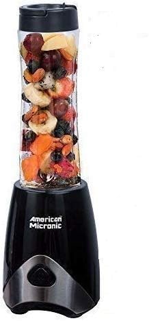 AMERICAN MICRONIC-Imported Personal Blender, Smoothie, Protein Shake Maker, 300 Watts with 600ML & 330ML Triton Carry Along Sports Jars (Black)-AMI-PBS-300WDx