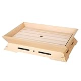 Gadpiparty Bandeja de Madera para Sushi y Sashimi 38X26X7 CM Blanca Función de Hielo Seco para Mantener Frescura Plato Japonés Artesanal Adecuado para Servir en Restaurantes y Fiestas en