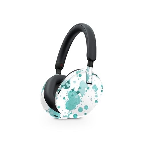 Image of MightySkins Glossy Glitter Skin Compatible with Sony WH-1000XM5 Headphones - Teal Splatter | Protective, Durable High-Gloss Glitter Finish | Easy to Apply
