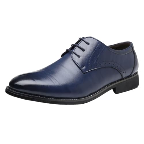 Formal Oxford Shoes for Mens Lace-up Pointed Toe Faux Leather Rubber Sole Slip Resistant Block Heel Wedding Prom