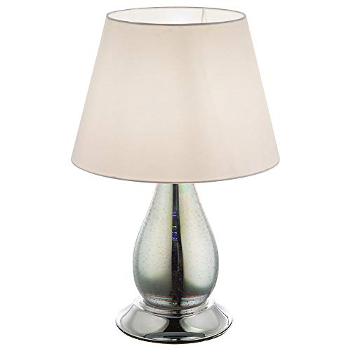 Lampe a poser verre chrome 46x30x30cm Blanc