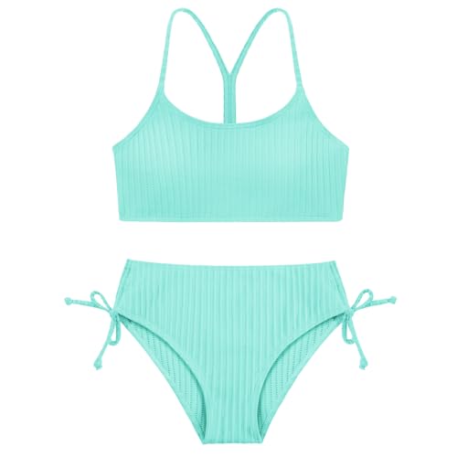 Image of Weixinbuy Girls Swimsuits Summer Bathing Suit for Teens Girls 2 Piece Bikini Set Solid Beach Swimsuit Swimwear for Girls