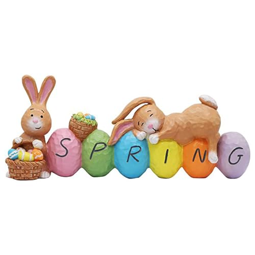 soulnioi Bunny and Egg Figurine Centerpiece Decoration Easter Tabletop Decoration for Easter Spring Decoration SPRING A