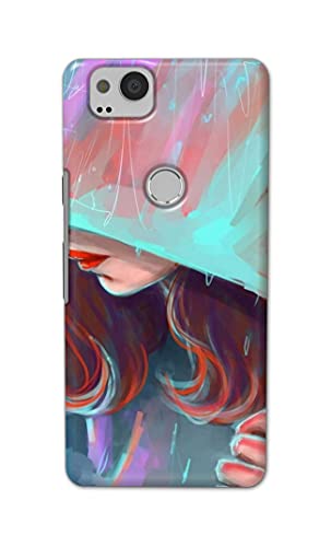Image of PRINTFIDAA Pretty Woman Under The Umbrella Painting Printed Designer Hard Case for Google Pixel 2 Back Cover -(e) RPM1007