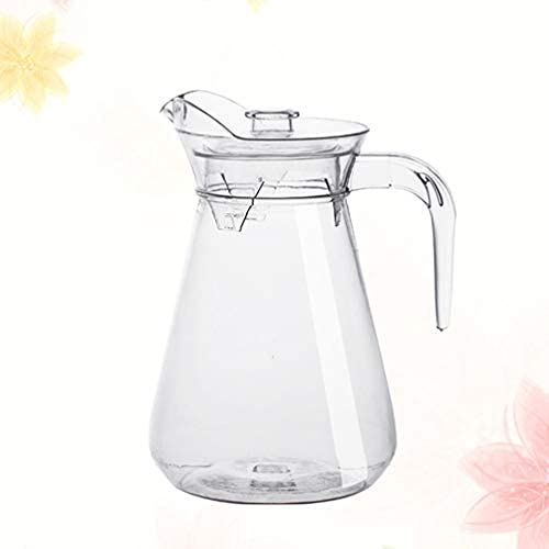 Wasserkrug aus Glas, Karaffe, Wasserkaraffe, Acrylkaraffe, Glaskaraffe, transparent, mit Deckelauslauf for kalte, heiße Wassergetränke, Eistee, hausgemachte Getränke, Milch (Size : 1.5L)