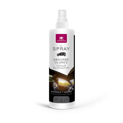 CRISTALINAS Spray ambientador absorbe olores coche 100ml (Sándalo y Cedro)