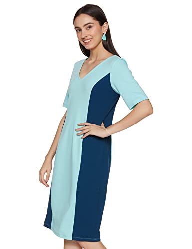 Image of Amazon Brand - Symbol Women's Crepe Bodycon One Piece Midi-Lenght Dress (with Color Block) (Available in Plus Sizes)