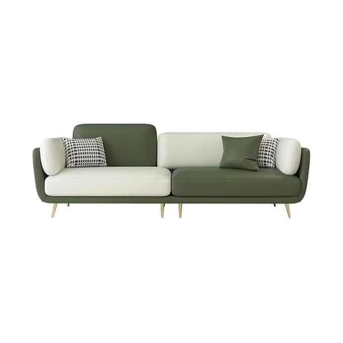 Image of Stylish & Modern Cushioned Couch Relax sectional Sofa in Fabric & Velvet and Heavy Duty Sofa for bedrooms, Living Rooms Guest Rooms Home and Office-(4 Seater White & Grey).