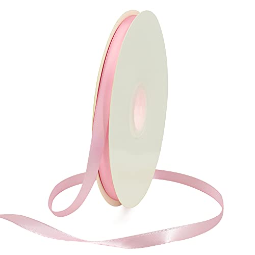 TONIFUL 3 8 Inch x 100yds Light Pink Satin Ribbon Thin Solid Fabric Ribbons Roll for Gift Wrapping Invitation Floral Hair Balloons Craft Party Wedding Decoration Valentine s Day Bouquet